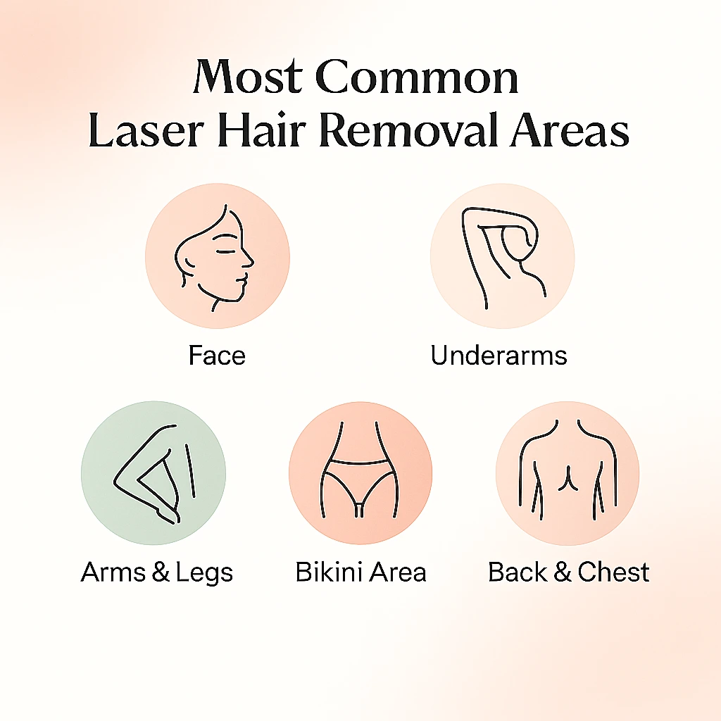 most common laser hair removal areas