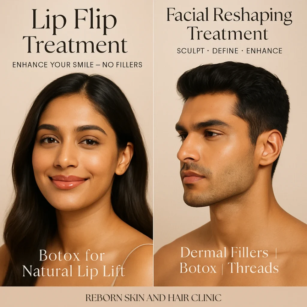 facial reshaping and lip filler treatment