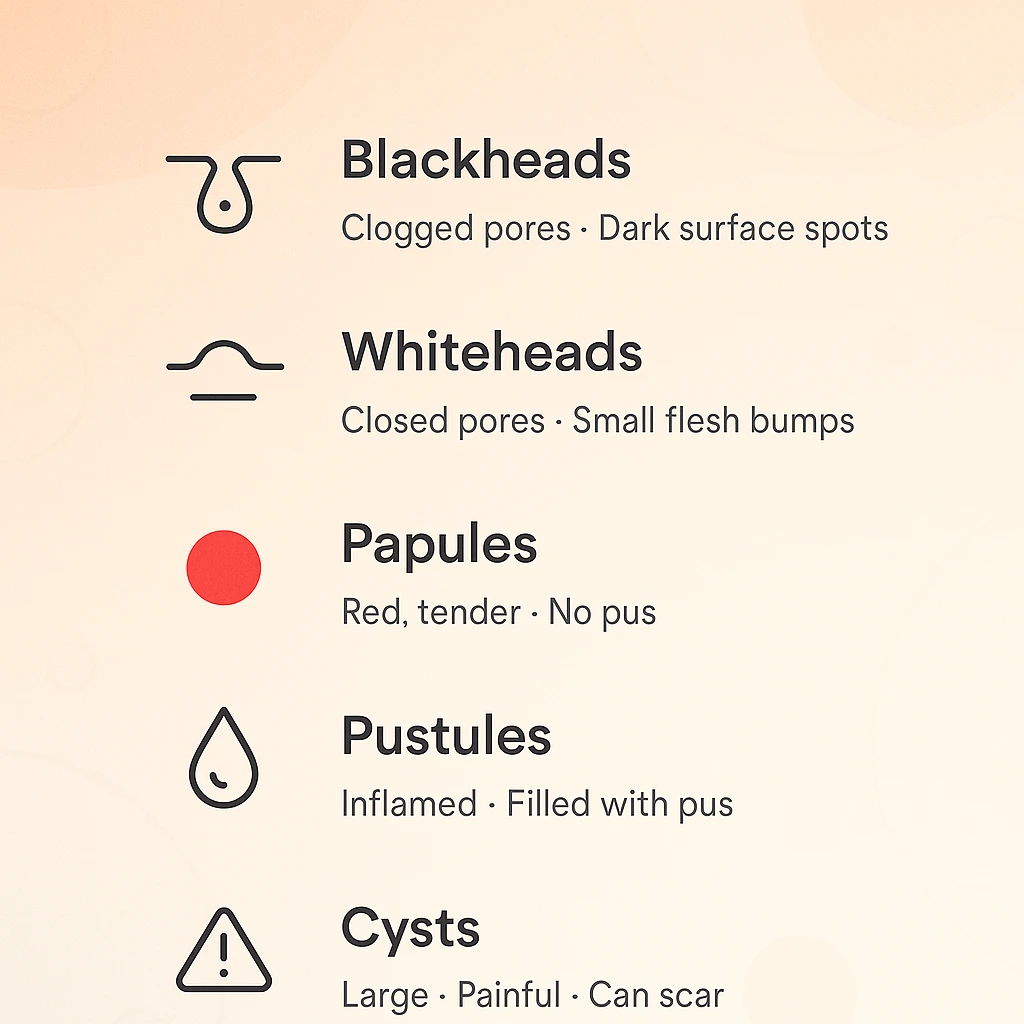types of pimples & acne