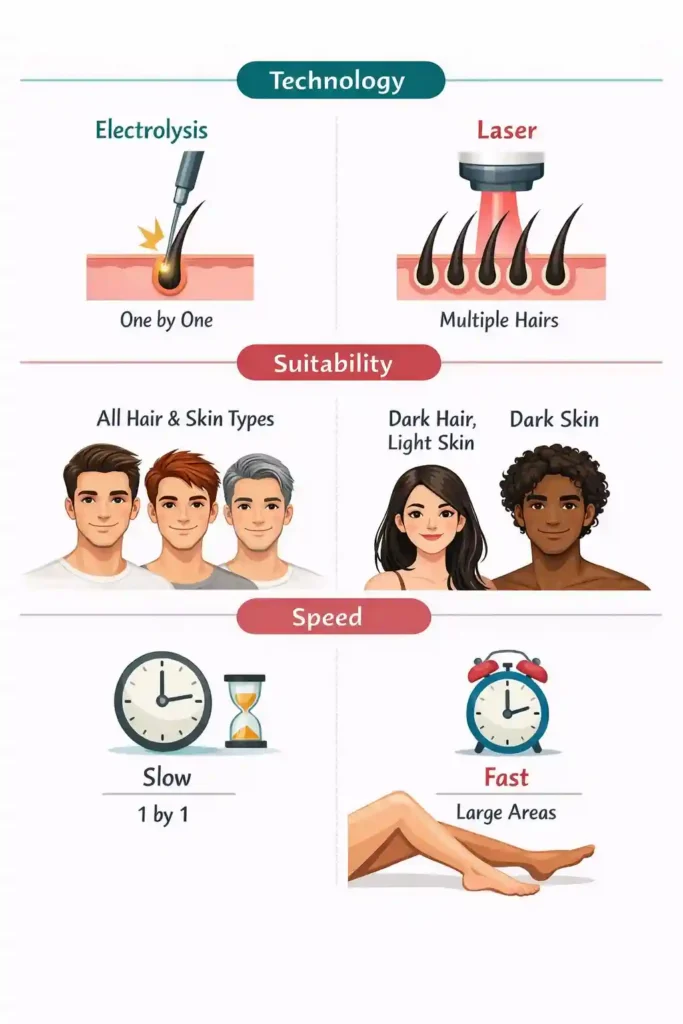 electrolysis vs laser hair removal