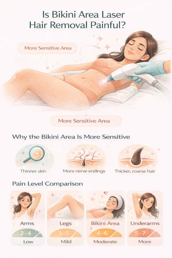 is laser hair removal painful for bikini area