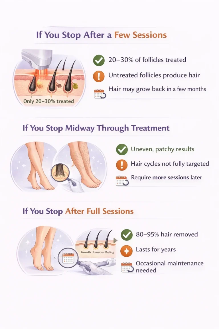 what happens if i stop laser hair removal at different stages of treatment